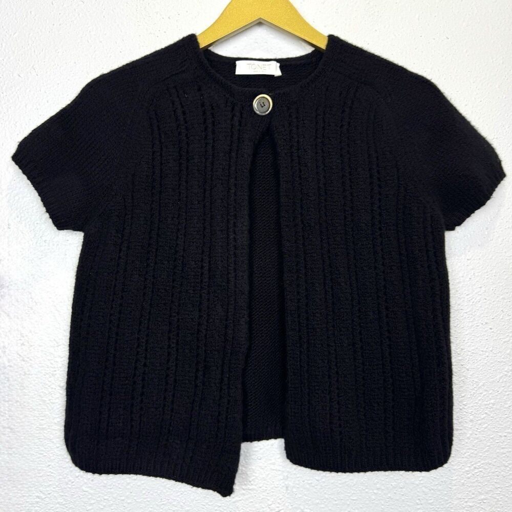 NEW Tonet Wool Bolero Ballet Cropped Cardigan 44 Black Whimsigoth Fairy Grunge